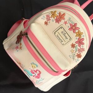 Loungefly Disney The Little Mermaid Cream and Pink Floral Mini Backpack